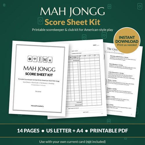 Mah Jongg Score Sheet & Club Kit (Printable)